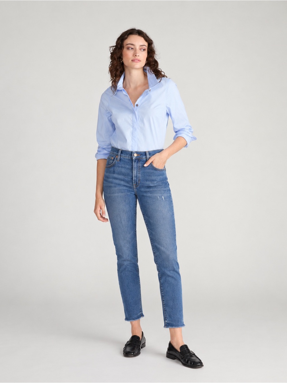 J.Crew Toothpick Jeans – Size 29 – Medium Wash Raw Hem